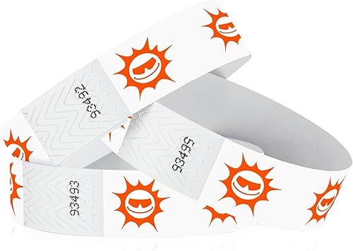 Miniatura 8 de 500 pulseras Tyvek de flores hawaianas rojas de Wristco para eventos, cómodas pulseras de papel resistentes a desgarros, pulseras de identificación