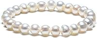 MICANU Multicolored Cultured Freshwater Pearl Stretch Bracelet for Women - 7-8mm Real Pearls, Stackable Strand Jewelry Gift