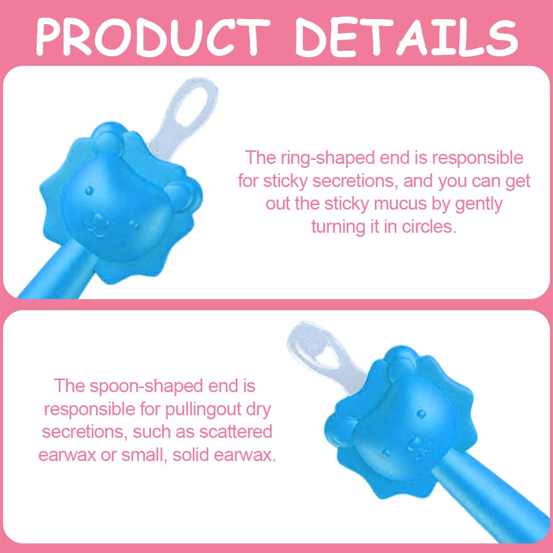 3 pezzi Nasenreiniger Baby, Igienico, Adatto per Casa e Viaggi, Silicone Orange Booger Remover Stick di Rimozione del Cerume, Uso Sicuro per la Cura del Neonato, Orecchie Bambini, Ear Cleaner