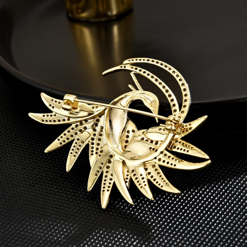Image of Animal Brooch for Women Girls 18k Gold Plated Animal Brooch Pin Rhinestone Animal Brooch Lapel Pin Jewelry Thanksgiving Day Birthday Wedding Gifts for Mom Wife