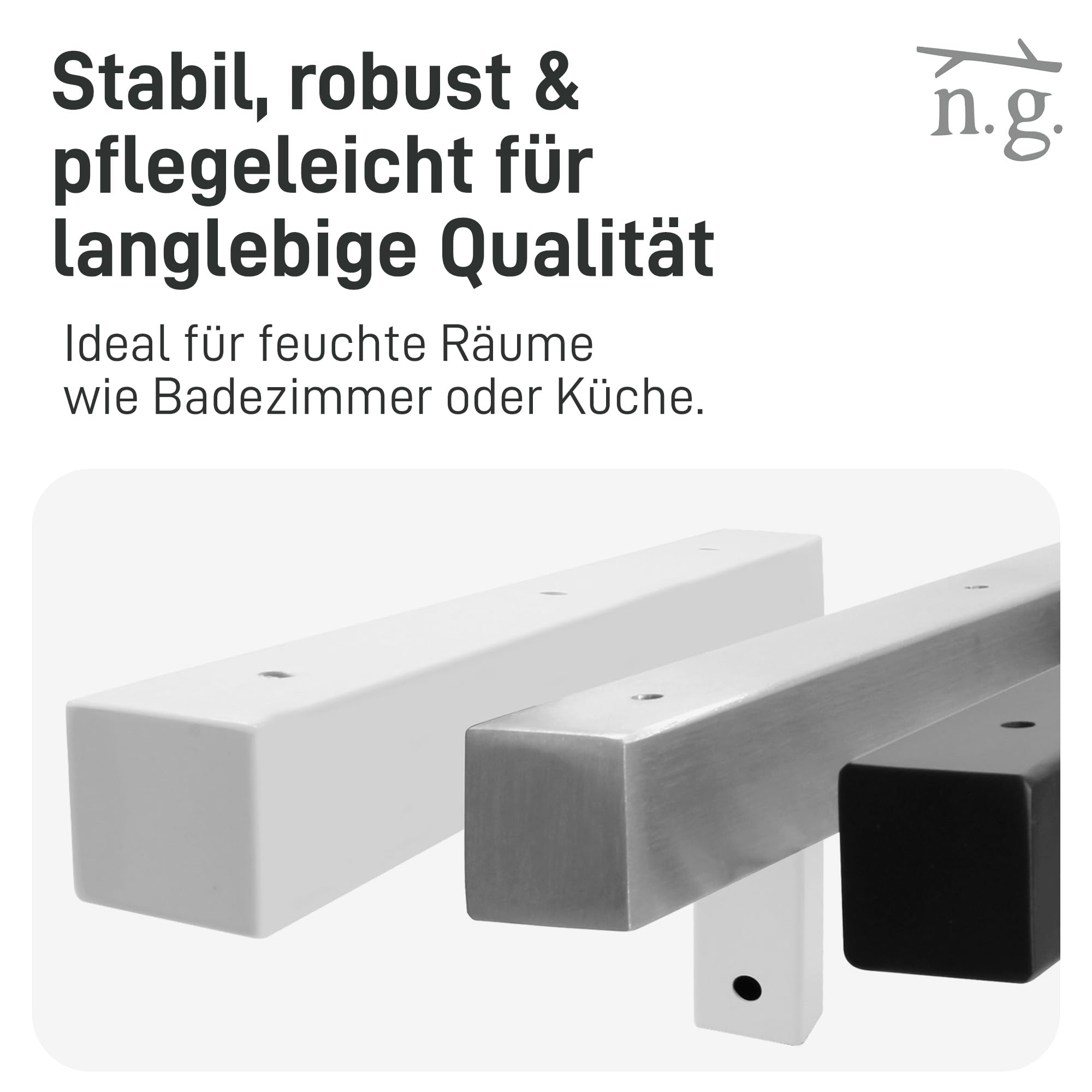 Natural Goods Berlin 2X Konsole Winkel | Waschtisch-Konsole Stabil | Einfache Wand-Montage | Regal-Halter aus Edel-Stahl | Schwerlast-Winkel für Waschbecken & Regal | 400mm