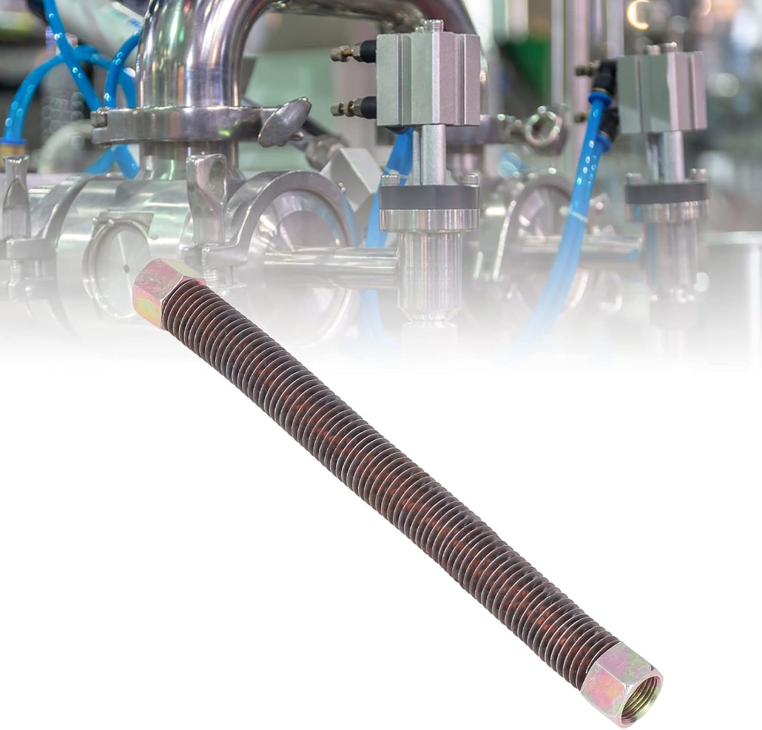 Air Compressor Exhaust Tube, 3/4-16UNF 12mm Copper Coated Air Compressor Discharge Hose Replacement Accessory(2065)