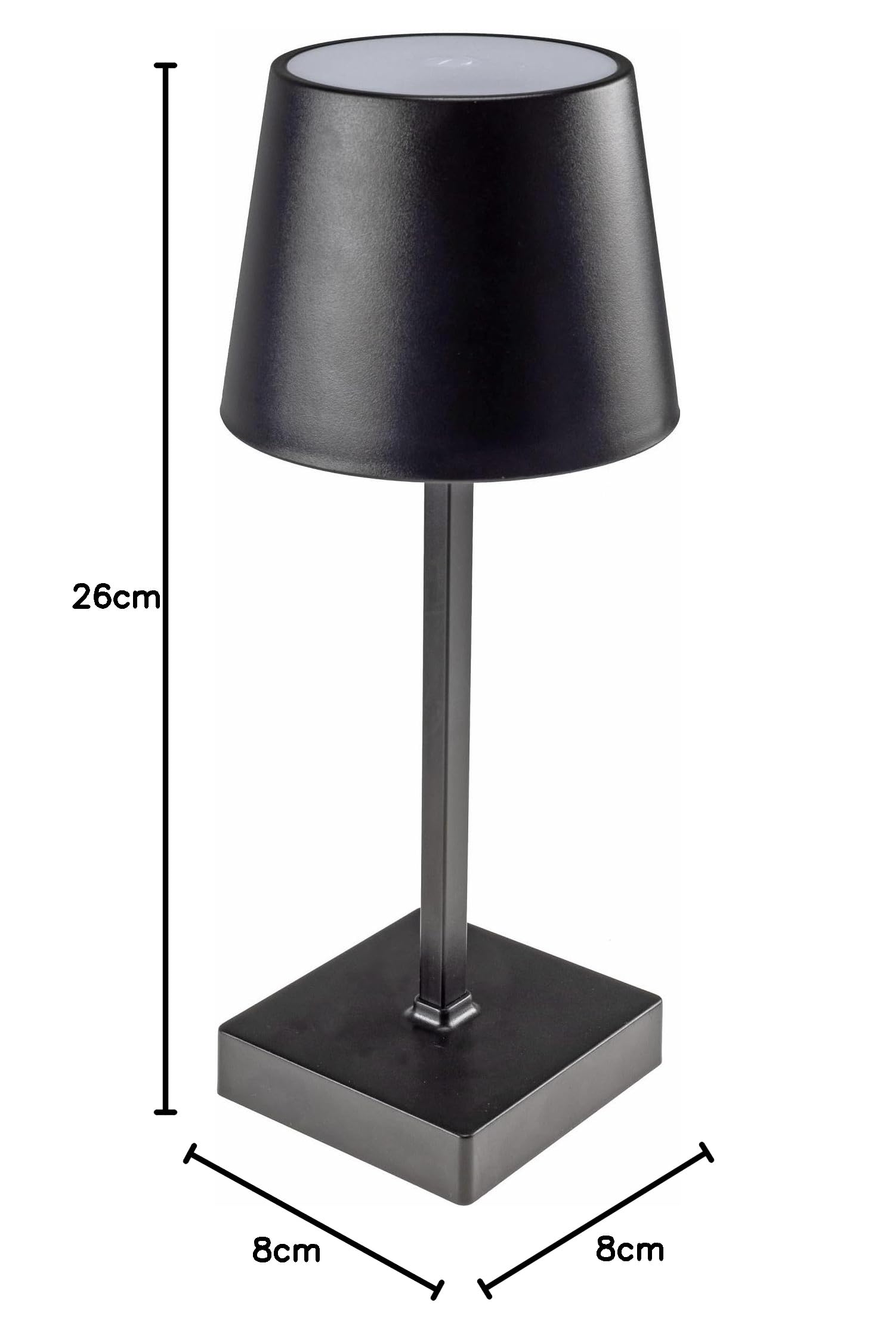 ChiliTec LED Tischleuchte dimmbar 26cm Touch Schalter 3x AA Batterie Led Licht Warmweiß 3000k Schwarz Beleuchtung