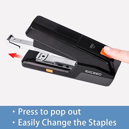 Miniatura 4 de Deli Engrapadora de escritorio, capacidad para 25 hojas, engrapadora táctil con un dedo, engrapadora de oficina sin esfuerzo, engrapadora