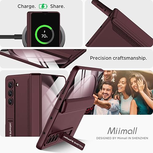 Miniatura 8 de Miimall Funda compatible con Samsung Galaxy Z Fold 5 2023, protector de pantalla transparente integrado, soporte ajustable, anticaídas de grado