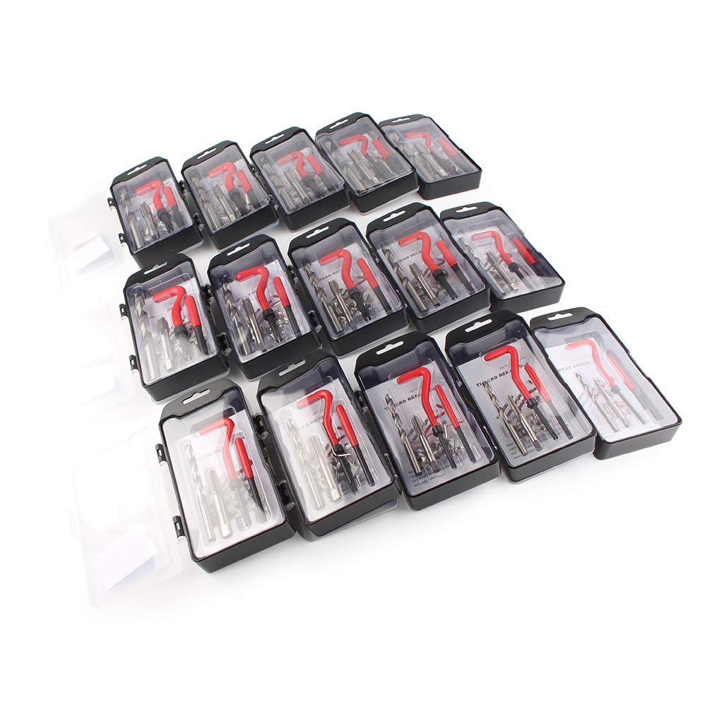 Cninba13 Car Tread Repair Kit M5 M6 M8 M10 M12 M17 Recoil Repair Kit Pro Coil Tool, 25pcs M8X1.0