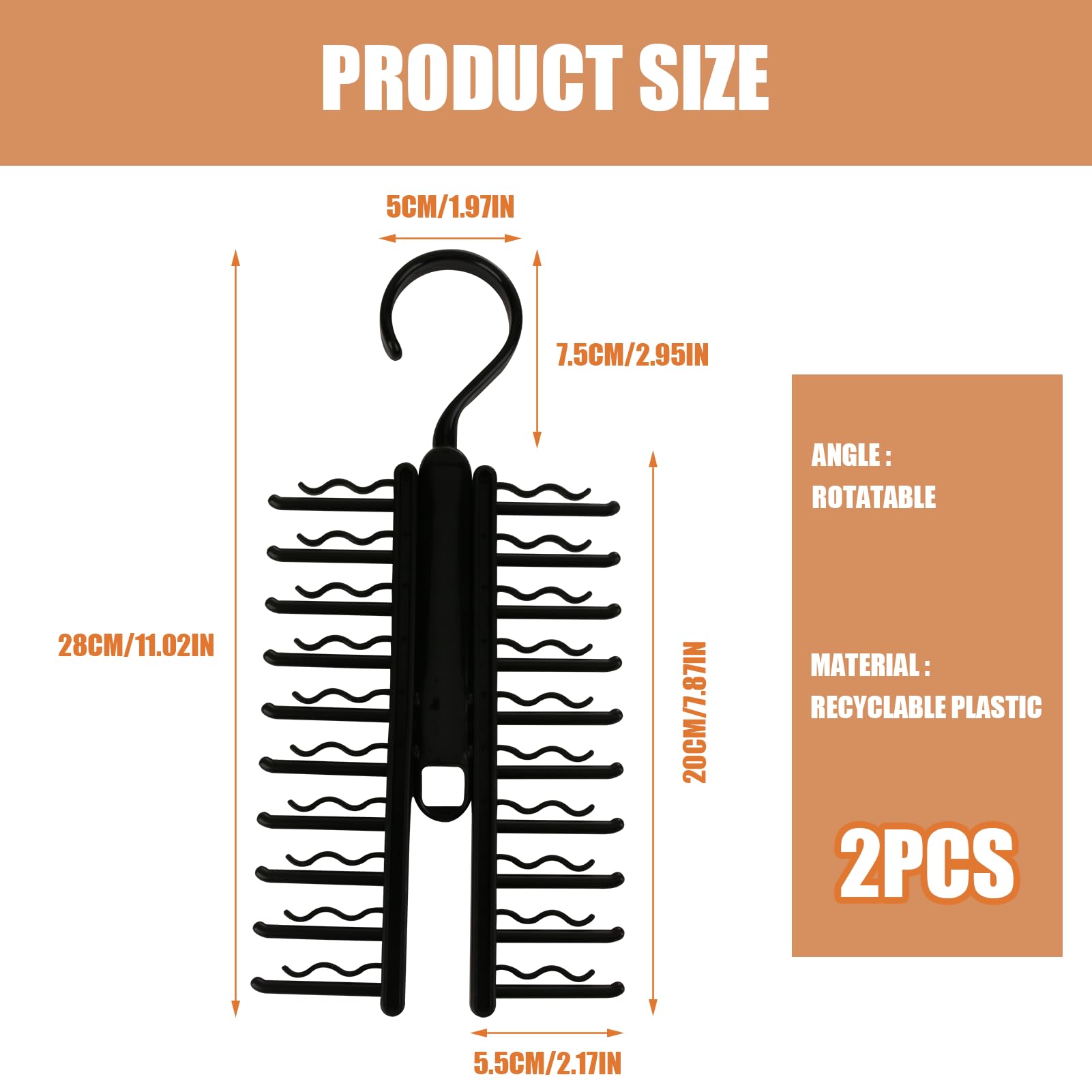 Portacravatte Da Armadio - 2 Pezzi Con Clip Antiscivolo, Girabile 360°, Per Cravatte, Cinture E Sciarpe - Foto 10