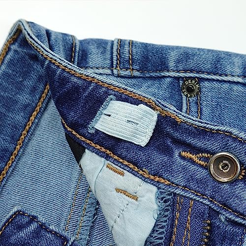 KIDSCOOL SPACE Baby Little Big Girls Jeans,Elastic Waistband Inside High Strecth Soft Simple Desgin Denim Pants3