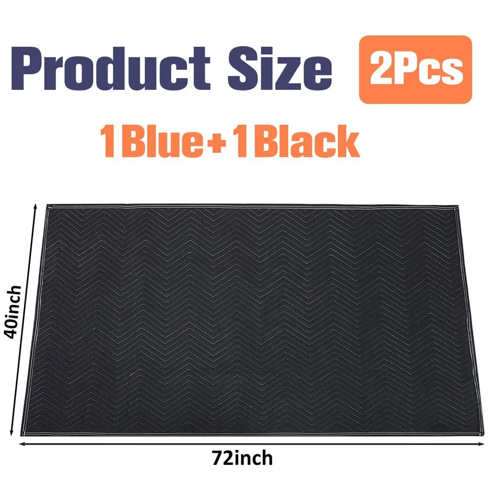 2 Coperte per Traslochi 40X72 Pollici Coperte da Imballaggio Resistenti per Traslochi, Spedizioni, Mobili, Avvolgimento per Mobili-Nero