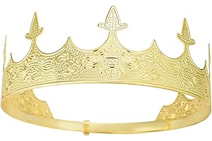 Kings Crown for Men - Golden Tiara for Royalty and Costume Parties