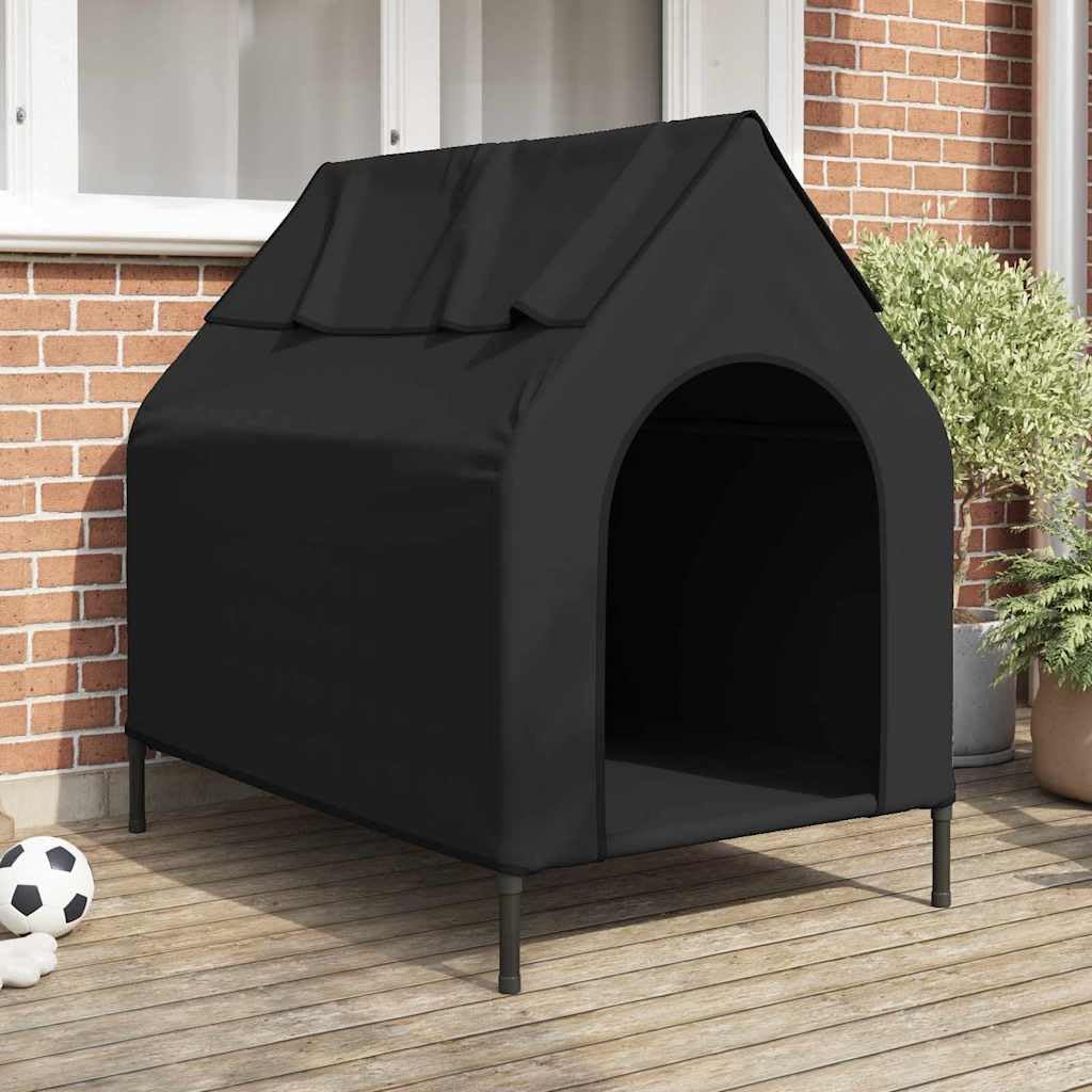 Cuccia pieghevole Oxford per animali domestici, impermeabile, telaio in acciaio, colore nero, 110 x 75 x 90 cm, resistente alle intemperie, con finestre in rete e coperture avvolgibili, per interni ed