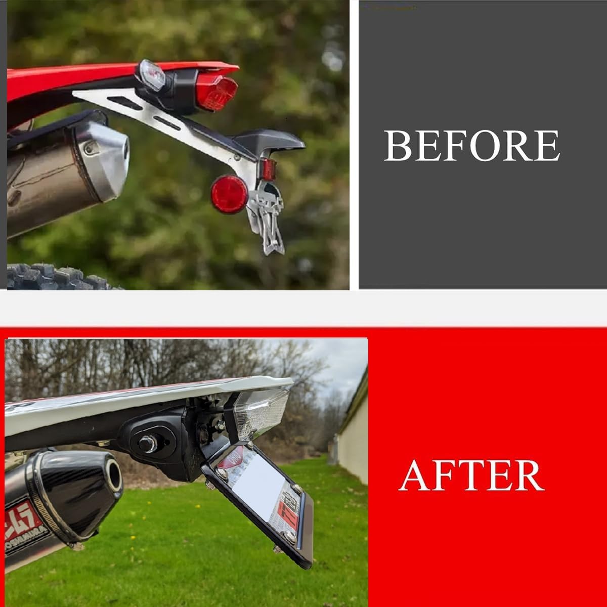 CRF450L CRF450RL Fender Eliminator Kit Compatible with 2019-2024 CRF 450L 450RL Tail Tidy License Plate Holder Brake Light Turn Signals (Smoke)