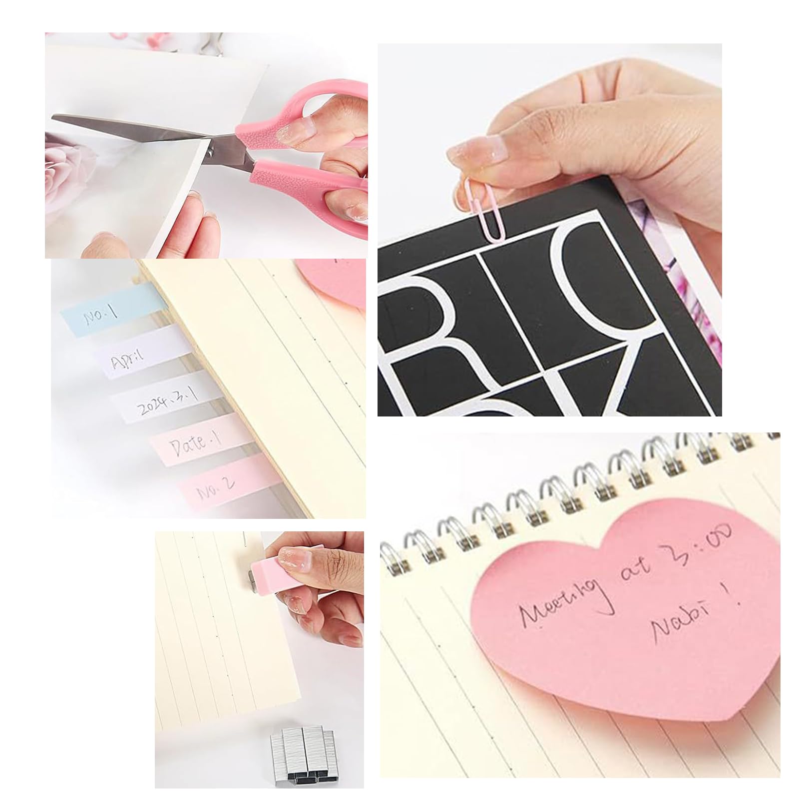 Set da scrivania con dispenser di nastro e graffette per la scuola, A