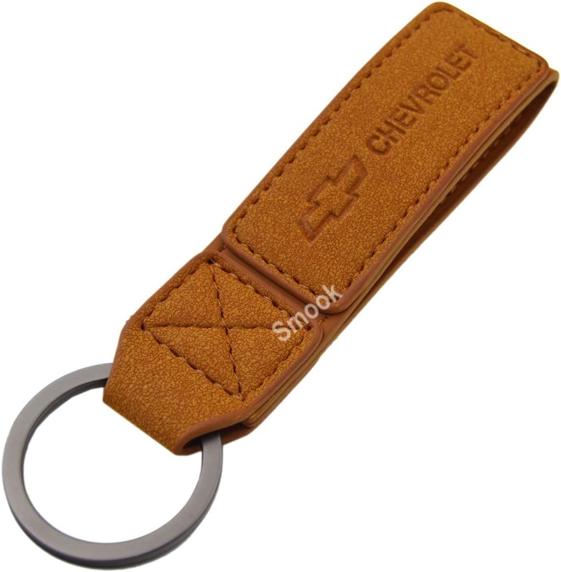 Luxury 2 Layer Real Leather Key Chain Ring for Chevrolet Camaro Impala Silverado Suburban Tahoe Equinox Cruze Malibu