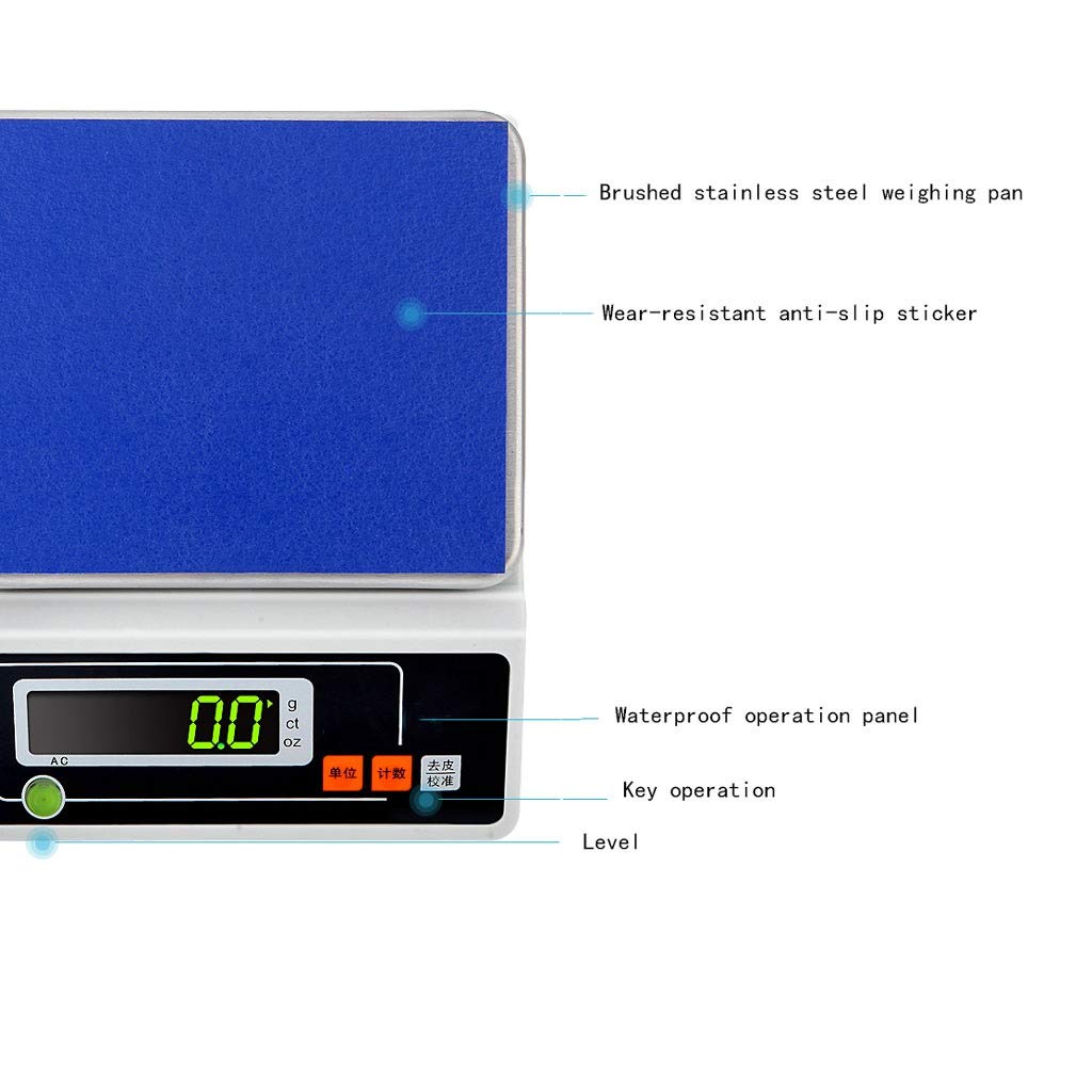 Básculas multifuncionales Pantalla LCD de conteo de Alta precisión Función de Tara ABS de Acero Inoxidable para pesaje de la Industria de Laboratorio,600g/0.01g