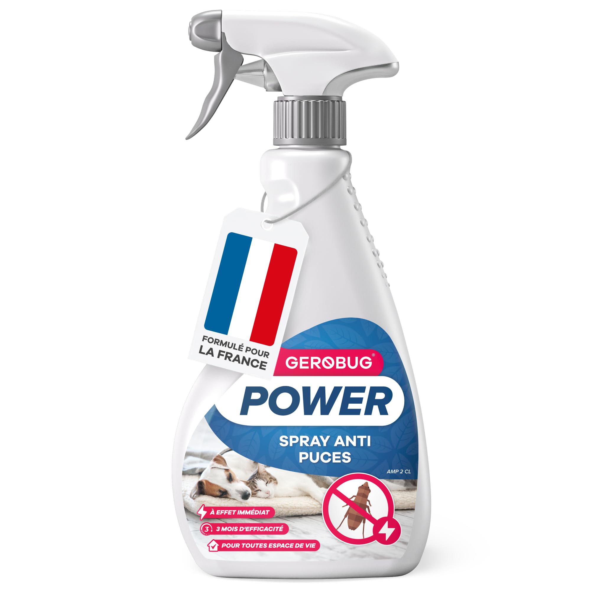 GEROBUG Spray Anti puces Maison 500 ML - Spray Anti puces pour la Maison, Les Meubles et Les Textiles - Lutte Contre Les puces Chat dans Le lit - Spray Anti-puces pour Chiens