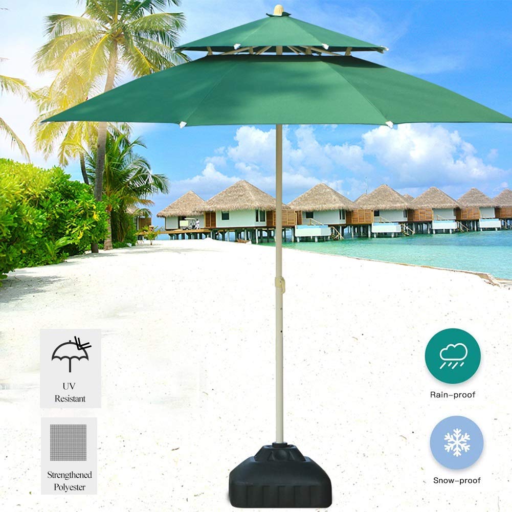 Garden Parasol Sun Umbrella Patio 8.9 Feet Patio Umbrella Unique Double-Top Canopy Umbrella with Air Vent for Deck Backyard, UV Protected and Waterproof
