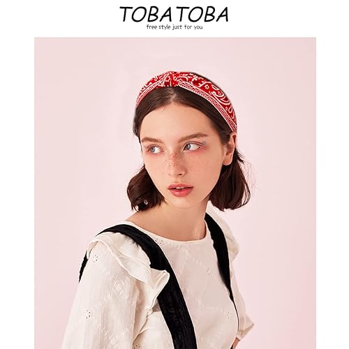 Miniatura 3 de TOBATOBA 10 diademas tipo bandana para mujer, diadema anudada para mujer, bandanas de pelo de cachemira para mujer, bandas para el cabello para