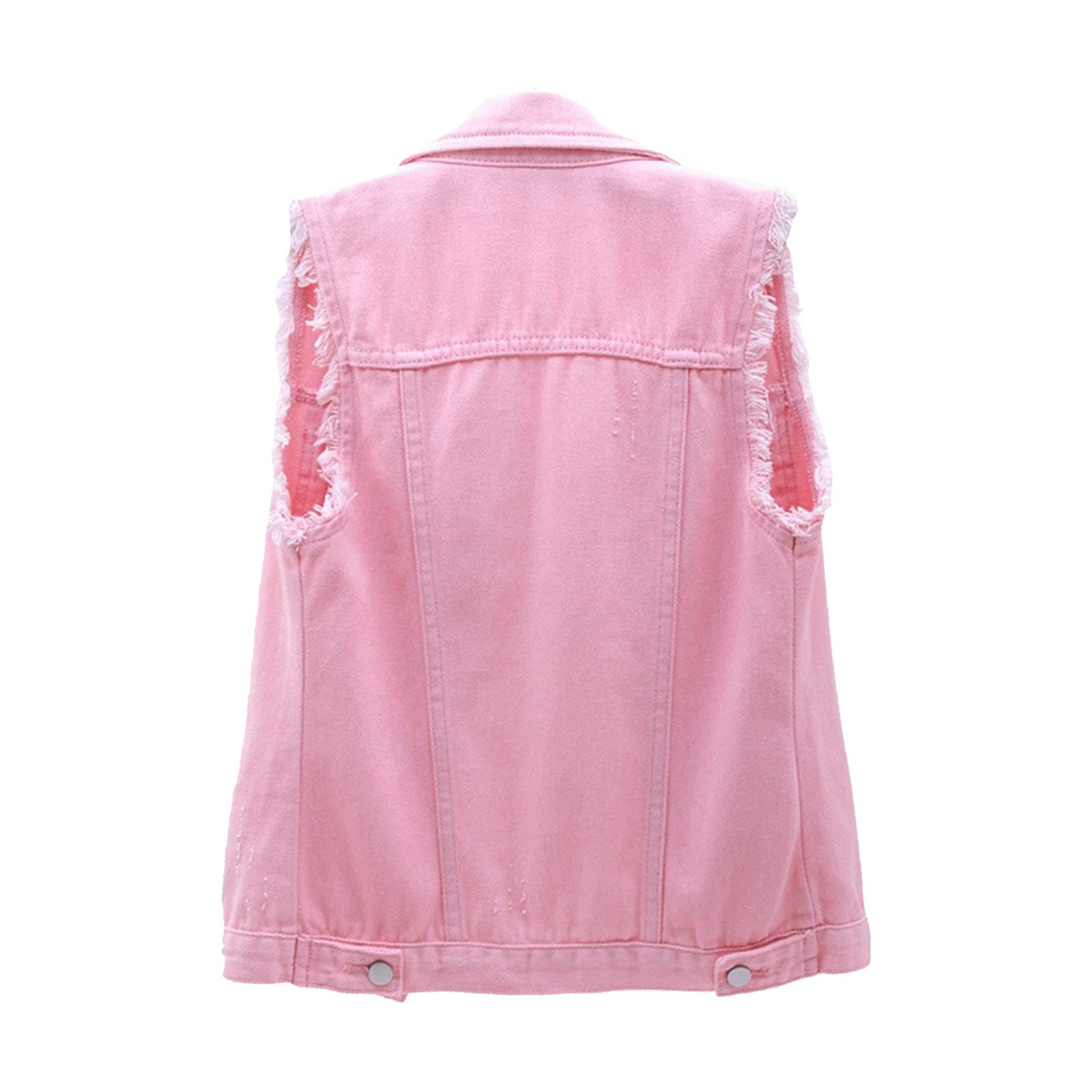 Haut sans Manches Denim Ample Veste Chemise Femme Blouse Solide Couleur Gilet Lâche