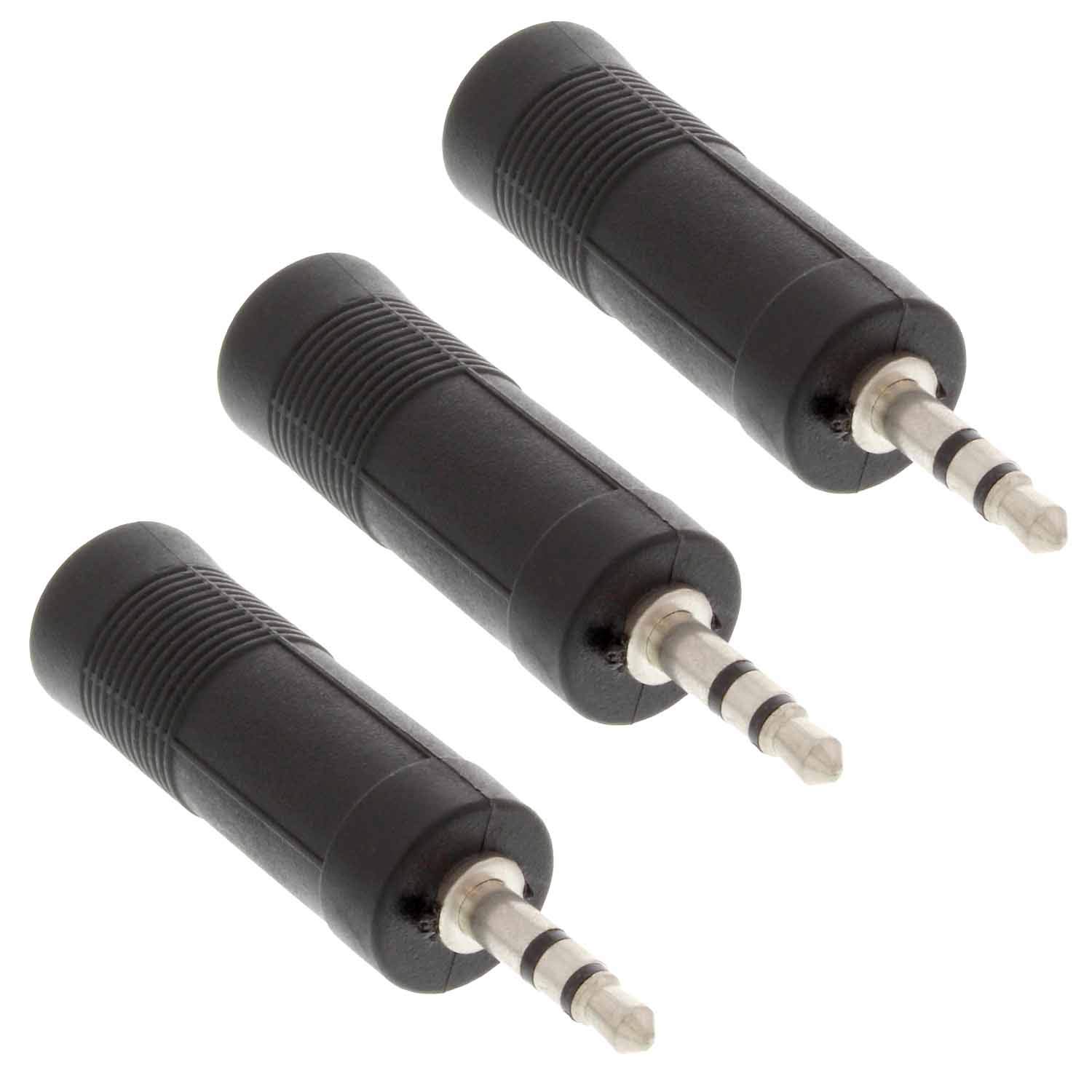 (Pack Of 3) - 6.3Mm Stereo Female To 3.5Mm Stereo Male Headphone Microphone Audio Adapter Converter, Auxiliary-image-2