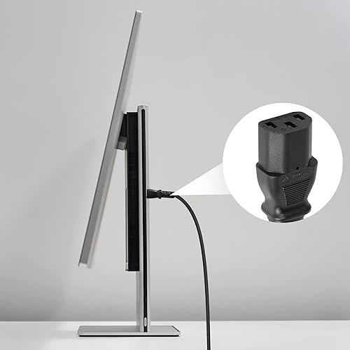 Miniatura 6 de GELRHORN - Cable de resorte de alimentación NEMA 5-15P a IEC 320 C13 de 4.9 pies, 90 grados, 10 A, 250 V15 A, 125 V, 18 WAG, ángulo descendente,