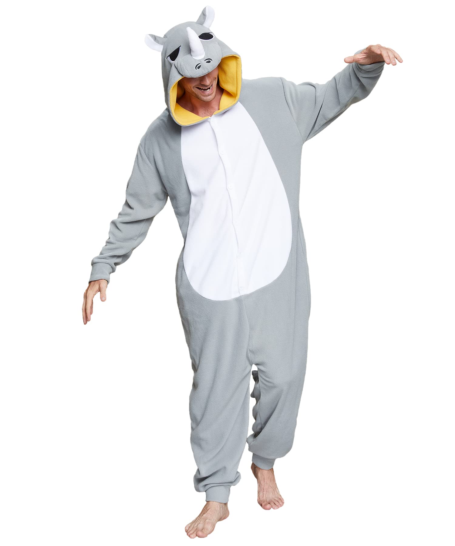 Dodheah Onesie Rhinocéros Cosplay Adulte Costumes d'halloween Pyjamas Combinaisons d'animaux Vêtements de Nuit Loungewear
