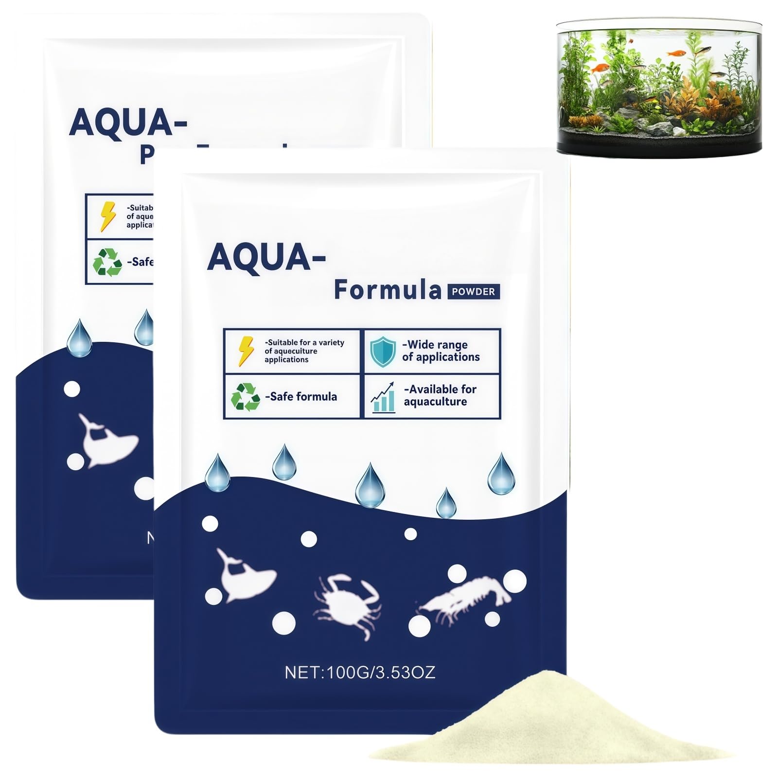 2PCS Pond Cle/ar Water Treatment,Al/gae Remover,Aq/uatic Care Powder