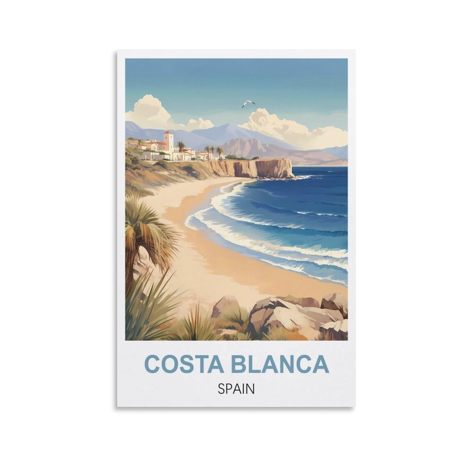 Ezmlfa A343 Paint By Number For Adults On Canvas Costa Blanca Spain Diy Oil Painting, Pictures Drawing Paintwork With Paintbrushes Decoration Gift 20X30cm