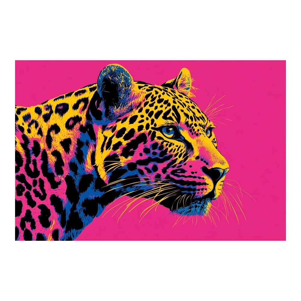 JOSUE Colourful Animal Canvas Wall Art Leopard Painting Home Decor Wall Poster Print Wall Artwork Living Room Picture(Gold 75)-60x90cm Unframed