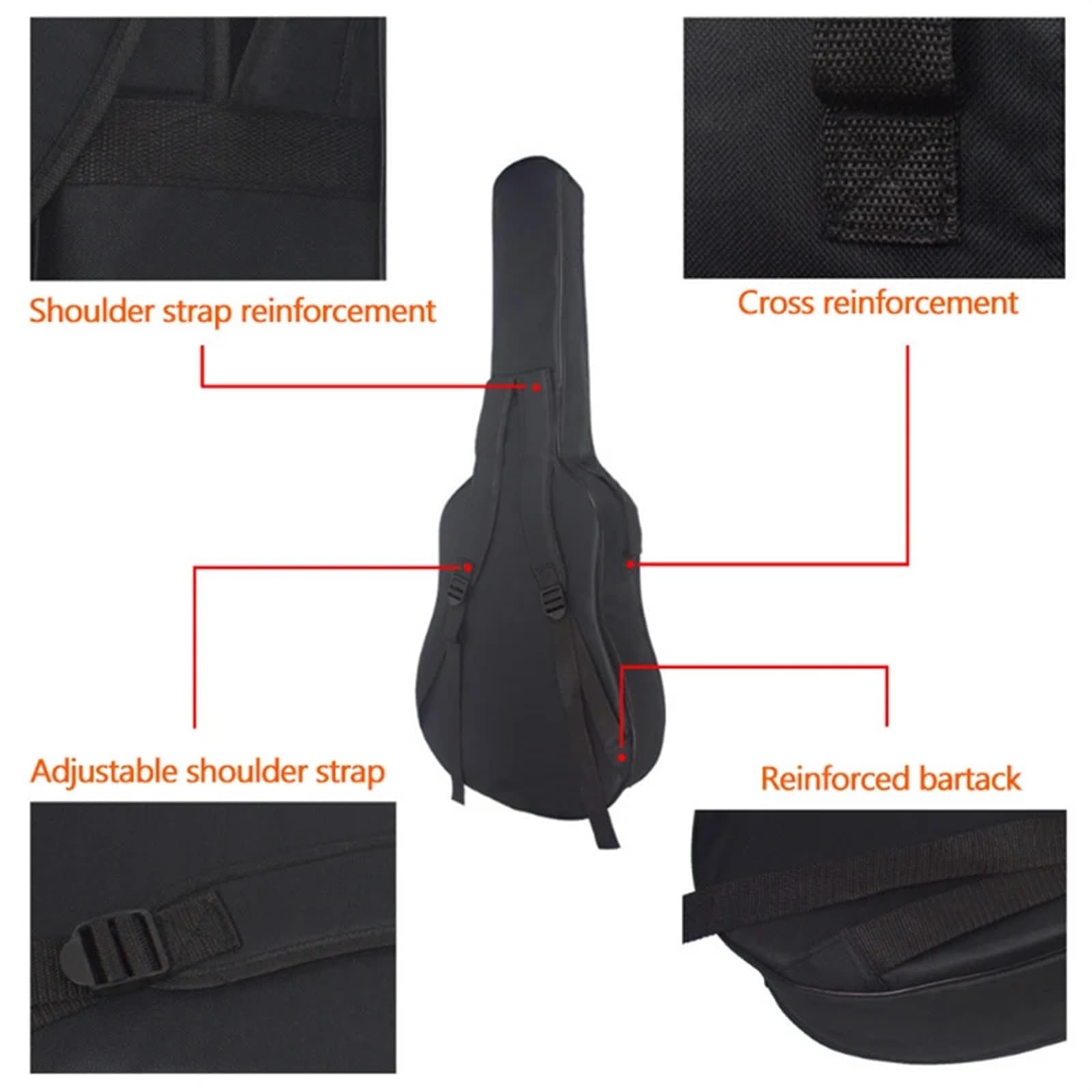 Funda para Guitarra Estuche for Guitarra clásica, Doble Correa for el Hombro, Mochila for acústica, Funda Suave de algodón Grueso(40-41Inch Blue)