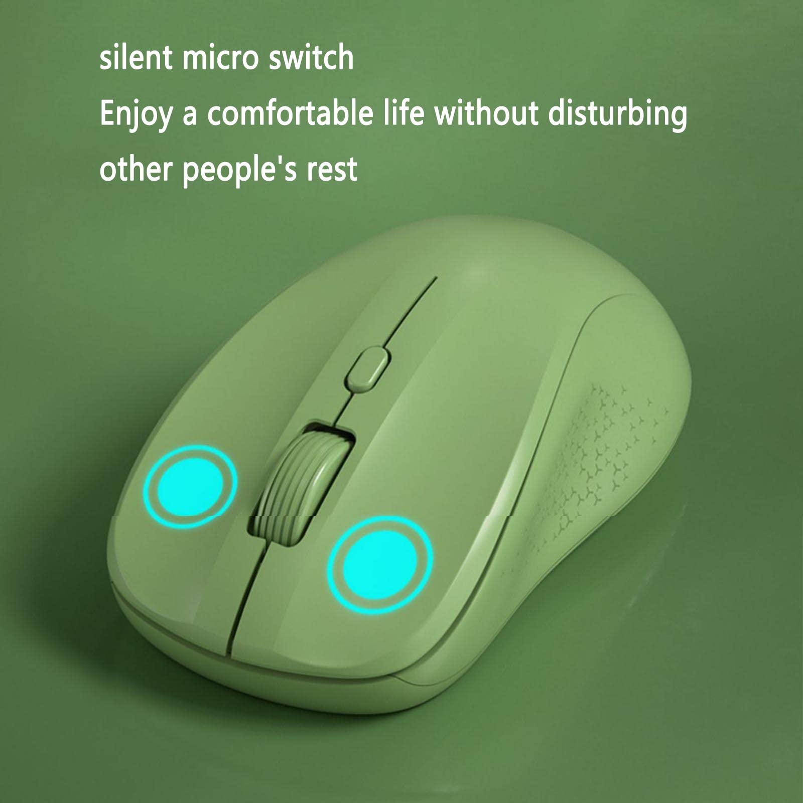 Mysz Bezprzewodowa mysz komputerowa do laptopa USB do gier Bluetooth Ergonomiczna mysz Urządzenie wskazujące Fotoelektryczny akumulator Cicha funkcja Plug and Play(Green)