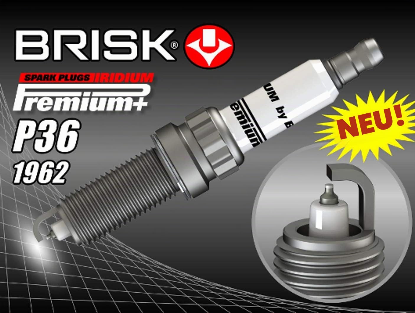 BRISK Iridium Premium+ Plus P36 2MR14LIR 1962 Zündkerzen, 4 Stück