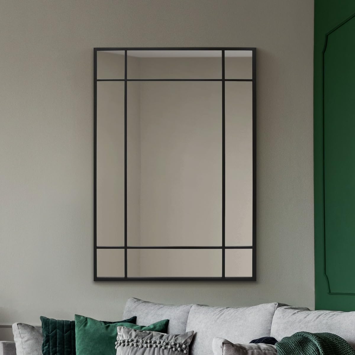 Mirroroutlet Black The Fenestra - Modern Contemporary Wall Mirror 39" X 27" (100Cm X 70Cm) Silver Mirror Glass With Metal Frame.…