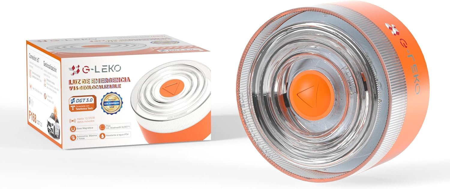 BALSAT Baliza V16 Homologada DGT 3.0 con Geolocalización, Luz LED Emergencia 360°, Base Magnética, Señalización Carretera, Amarillo (2)