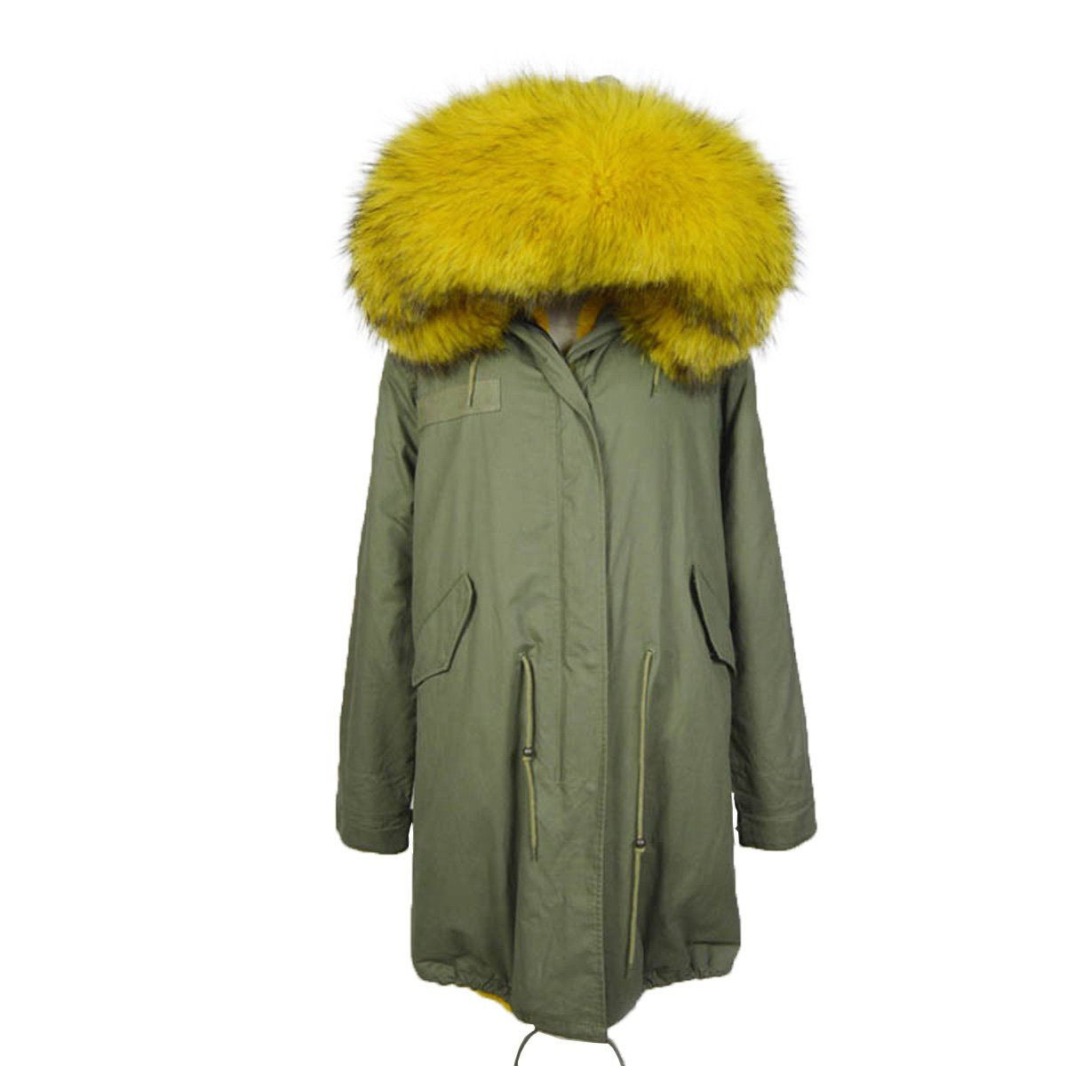 LINAILIN Men's Autumn Winter Korean Fur Coat Big Fur Collar Hooded Parka Cotton Coat