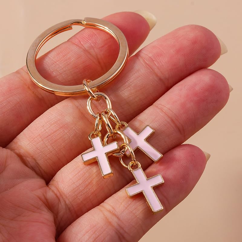 Cross Keychain for Women Car Keys Ring Accessories Clip Handbag Purse Cross Pendant Charms - Image 2