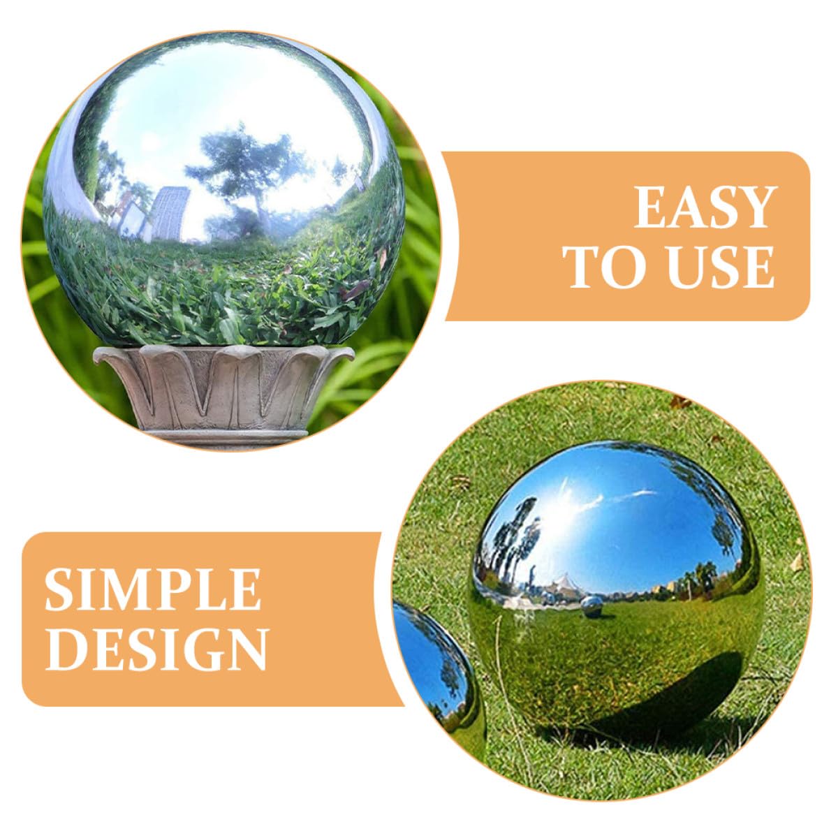 Boule Miroir Réfléchissante en Acier Inoxydable pour Décoration de Jardin Extérieur, Sphère Argentée Résistante et Brillante pour Pelouse et Photographie
