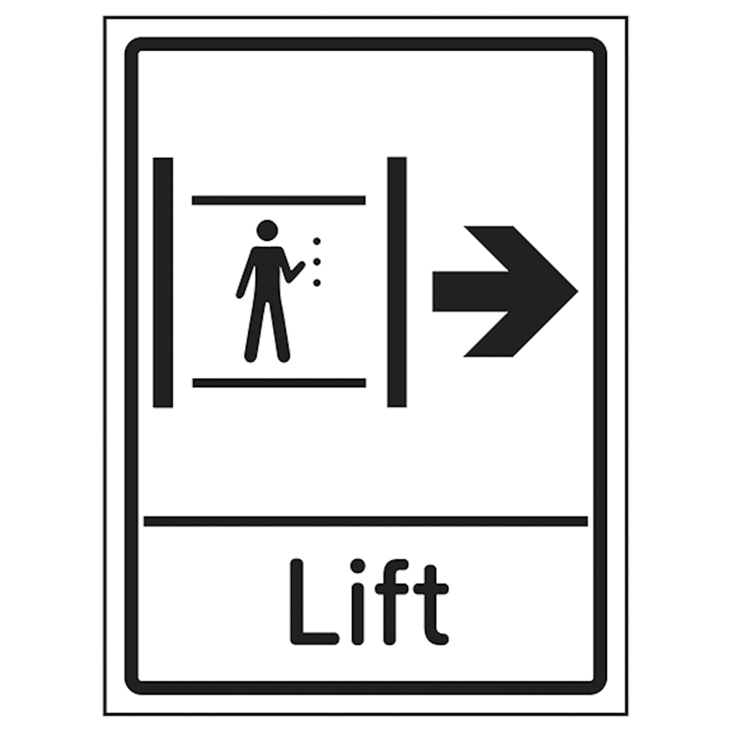 V Safety Lift Arrow Right 150 x 200mm - 2mm Rigid Plastic Safety Sign