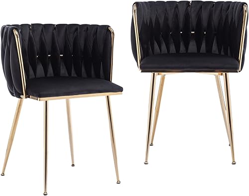 Homtique Juego de 2 sillas de comedor modernas de terciopelo tejido con patas de metal dorado sillĂłn tapizado de lujo para cocina tocador sala de Homtique Juego de 2 sillas de comedor modernas de terciopelo tejido con patas de metal dorado sillĂłn tapizado de lujo para cocina tocador sala de