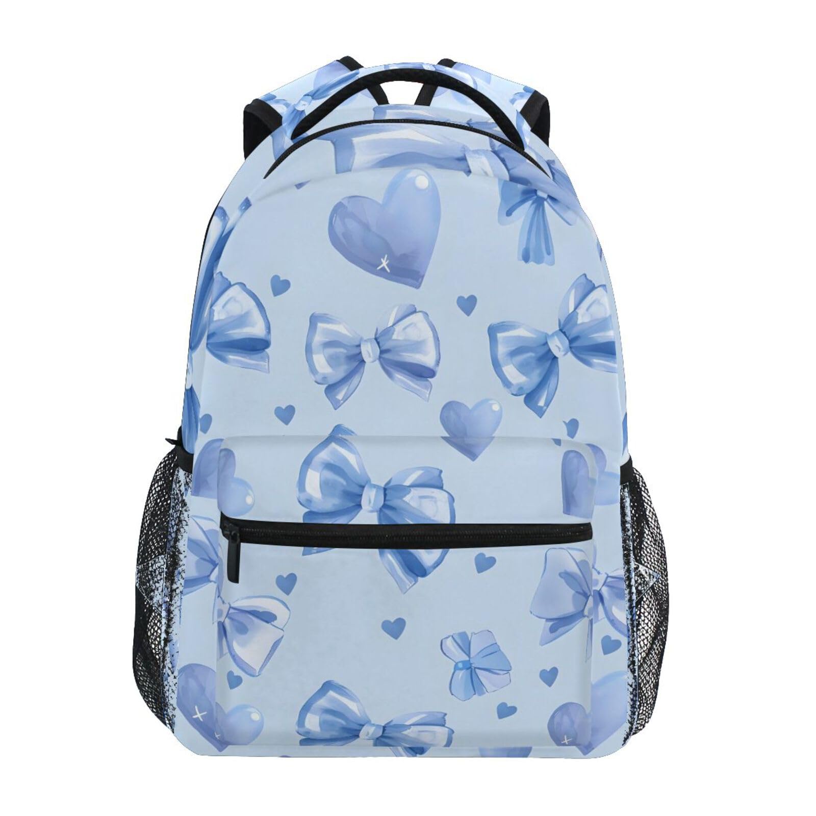 ALAZA Blue Bows Hearts Pattern Backpacks for Girls Boys School Backpack Kids Bookbag 3rd 4th 5th Grade Elementary Students Daypacks Travel Laptop