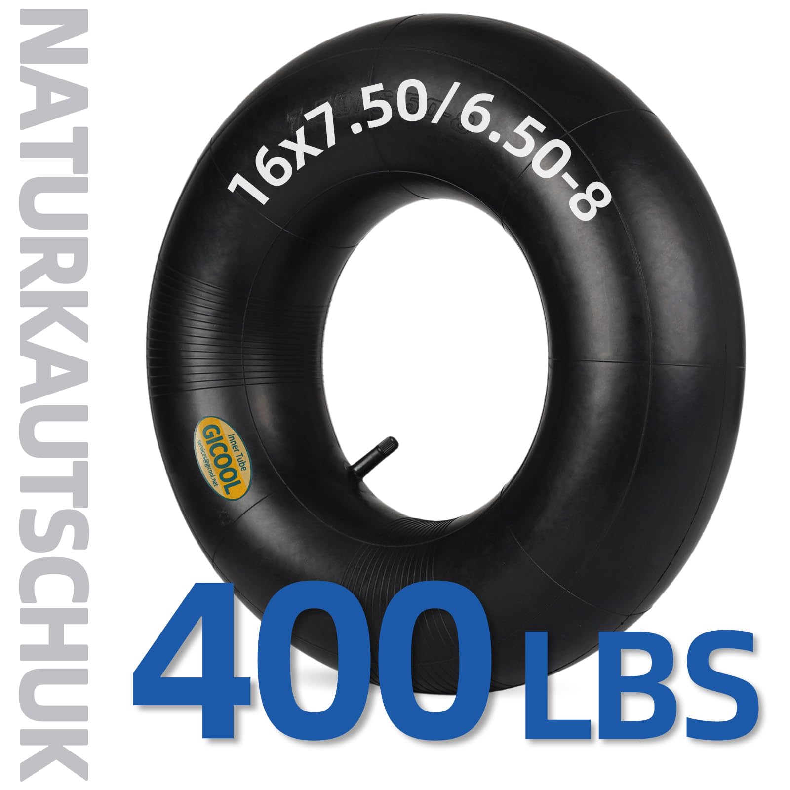 GICOOL 16x6,50-8, 16x7,50-8 Schlauch, 2er-Pack mit TR-13-Ventil, für hohe Beanspruchung, für Rasenmäher, Traktoren, Golfwagen, Gartenanhänger und mehr