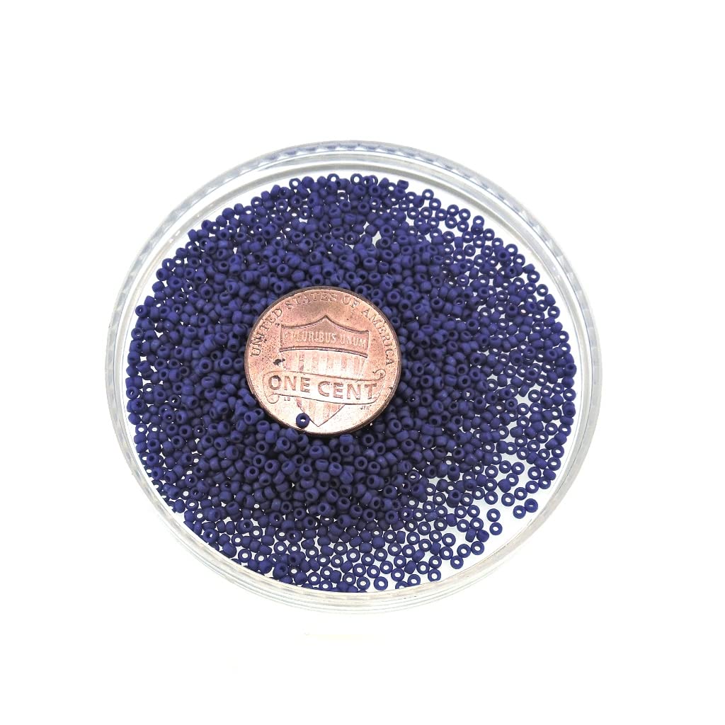 Miyuki Size 15 Seed Beads Matte Metallic Cobalt Blue 8.2g 92075