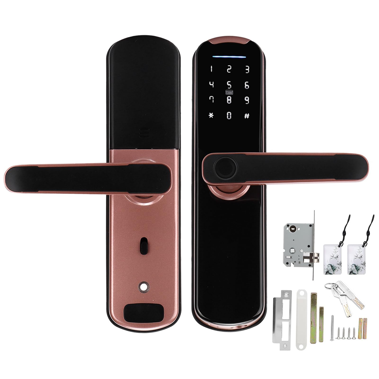 Naroote Cyfrowa Karta Zamka Drzwi dla Smart Security Anti-Theft Dostęp do Linii Papilarnych dla Domowego Biura w Kolorze Różowego Złota