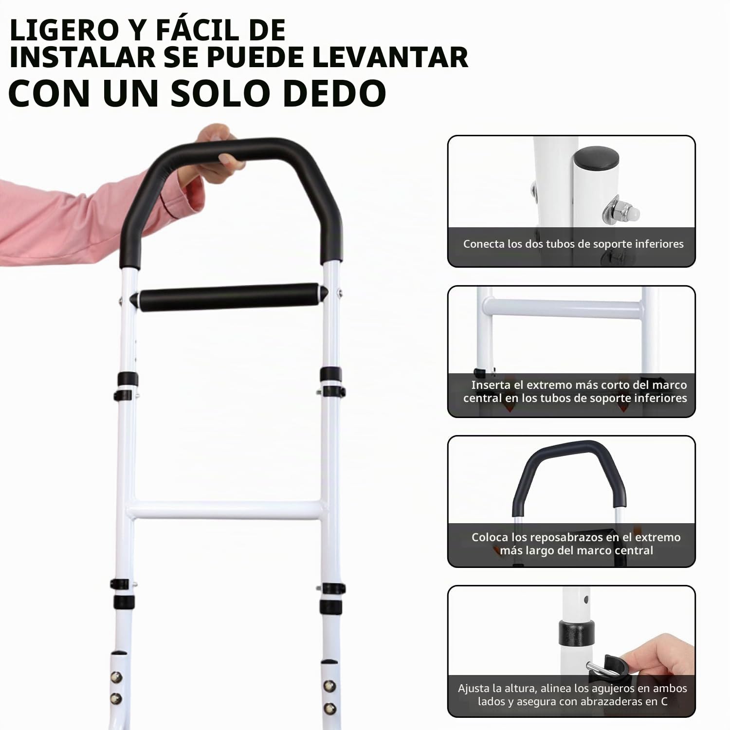 Ayuda para levantarse para personas mayores, ayuda de pie para personas mayores, ayuda para sentarse con pies antideslizantes, ayuda de movilidad, suelo en forma de U mejorado, 8 niveles de altura