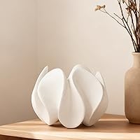 DNDECONATION Modern Abstract White Textured Resin Statue - Coffee Table Bookshelf Decor for Living Room Bedroom Office Wedding Gift