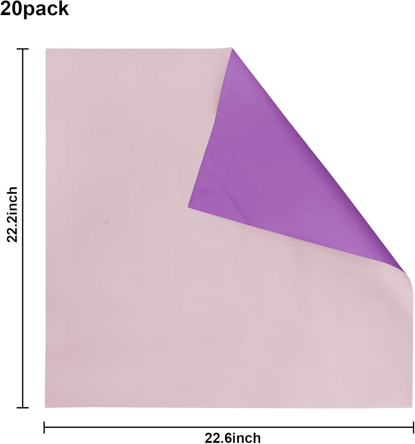 20 Sheets Bouquet Wrapping Paper Tissue Elegant Waterproof Dual-Sided Fresh Flower Gift Wrapping Paper 58x58cm DIY Valentine's Birthday Gift Wedding Decor (Purple/Pink) - Image 5