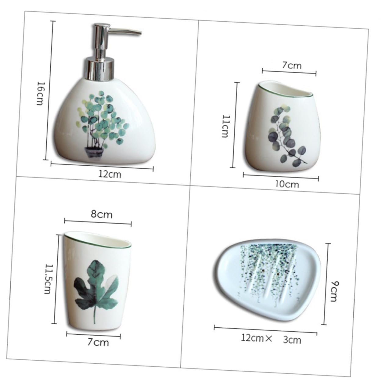 NUOBESTY Set Di 5 Accessori Bagno in Ceramica, Tazza Per Lavarsi i Denti e Portasapone, Contenitore Per Spazzolino Compatto, Superficie Liscia Facile Da Pulire, Per Organizzazione Bagno Quotidiana