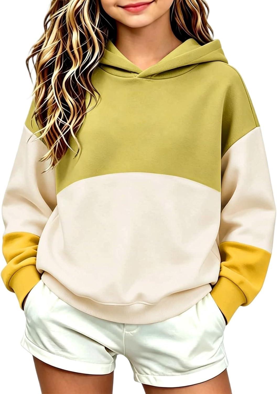 Kids Color Block Hoodie Sweatshirt Fleece Pullover Streetwear Tops