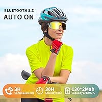 Vista 7 de Lentes de sol inteligentes deportivos, lentes de ciclismo Bluetooth con lentes polarizadas, altavoces de música de oído abierto, micrófono