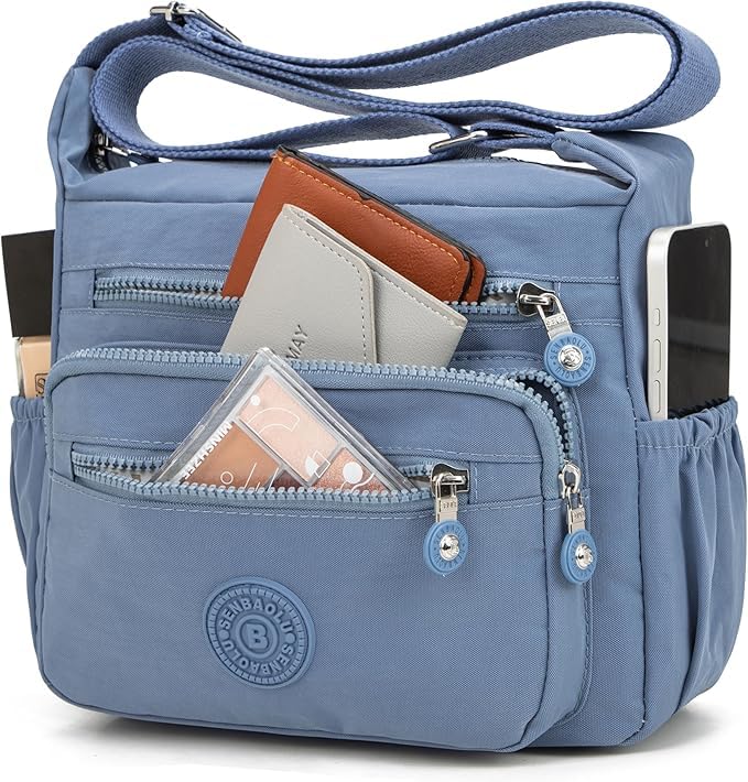 Image of Women Crossbody Bag Waterproof Nylon Multi-layer Crossbody Bag Casual Satchel Bag Shoulder Bag Messenger Bag Travel Bag Day Pack